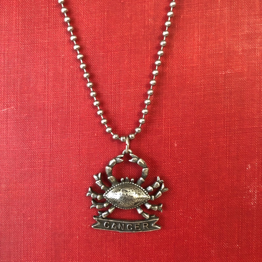 Vintage NOS Cancer Zodiac Necklace Stainless 24”
